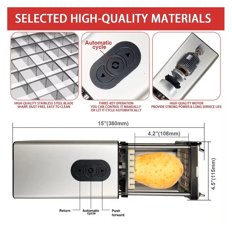 2026 Multifunctional Electric Vegetable Cutter, Home Electric Dicer & Slicer for Strips, Dices & French Fries